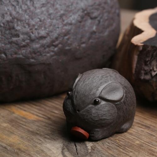 Yixing Zisha Small Tea Pet Tea Play Decoration Furnishings Cute Trumpet Rat Tea Ceremony Accessories Teaware Free Shipping