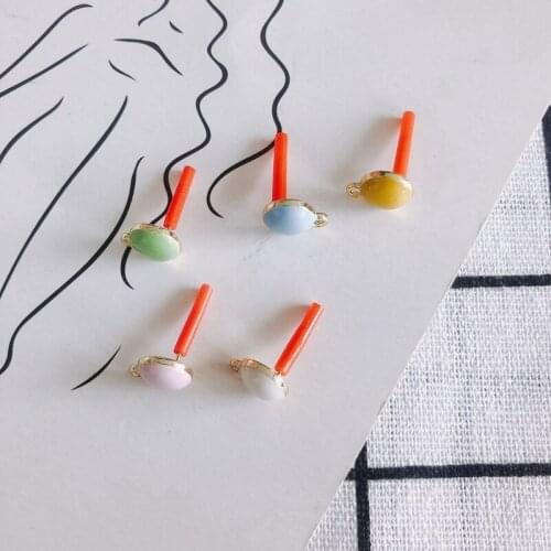 DIY jewelry accessories candy color round earrings with hanging earrings earrings accessories materials