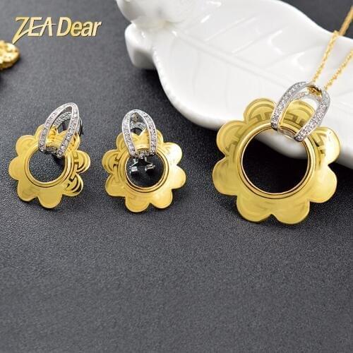ZEA Dear Jewelry Romantic Jewelry Sets For Women Earrings Necklace Pendant Big Jewelry Set For Party Engagement Jewelry Findings
