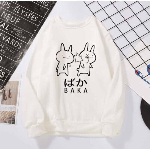 Baka Rabbit Slap Unisex Hoodies Women Sweatshirts Kawaii Rabbit Funny Pink Clothing Graphic Sweatshirt Autumn Winter girls Coats