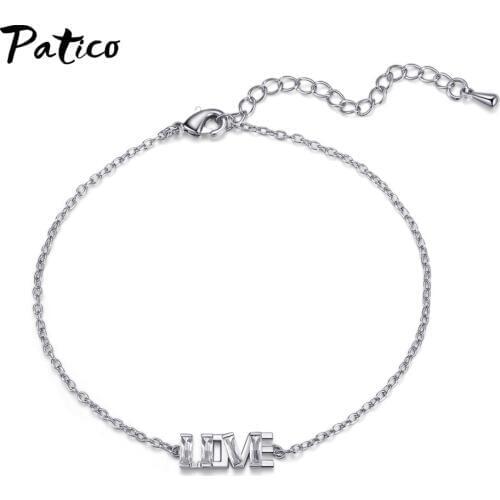 Rose Gold Color 925 Sterling Silver Heart Bracelet Bangle With Letter Fashion CZ Crystal Charms Bracelets For Women