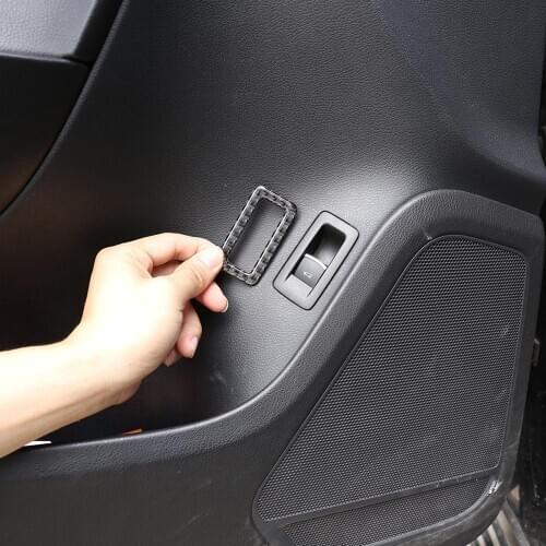 1pcs Real Carbon Fiber Interior Sticker Rear Trunk Switch Button Frame Trim for Volkswagen Touareg 2011-2018 Models Accessories