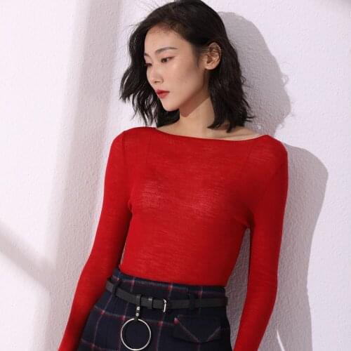 100% Solid Wool 2021 Womens Horizontal Neck See-through Inner Pullover Cardigan