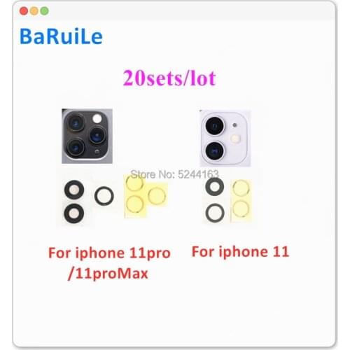 BaRuiLe 20sets Rear Back Camera Lens For iPhone 11 Pro 11pro Max 12 Camera Glass Cover with 3M Sticker Adhesive Replacement Part