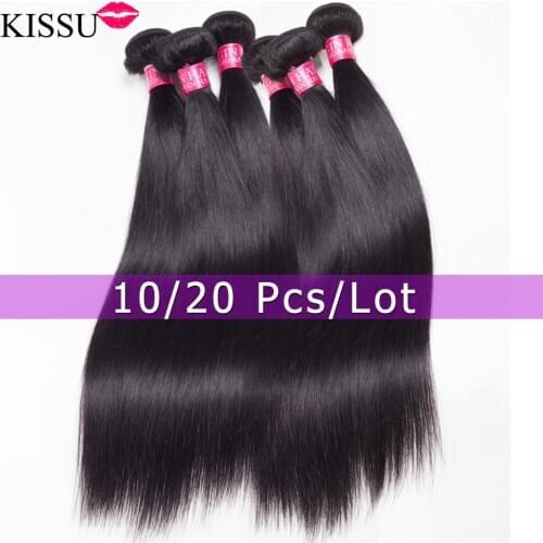 20Pcs/Lot KISSU Wholesale Bone Straight Hair Bundles Human Hair Bundle Deals Brazilian Hair Bundles Non-Remy Weft Hair Extension