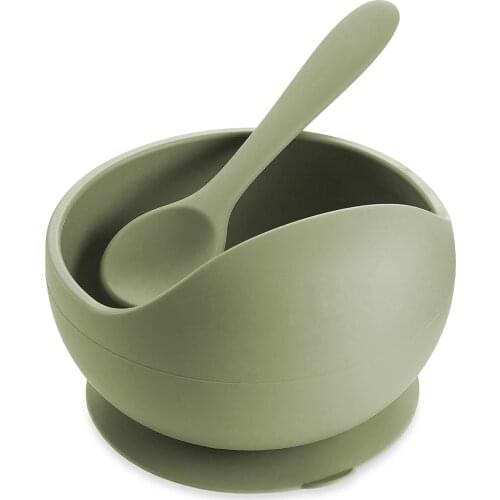 2021 100% food grade Silicone bowl for baby feeding teether baby feeding bowl set spoon tableware bpa silicone bowl and utensils