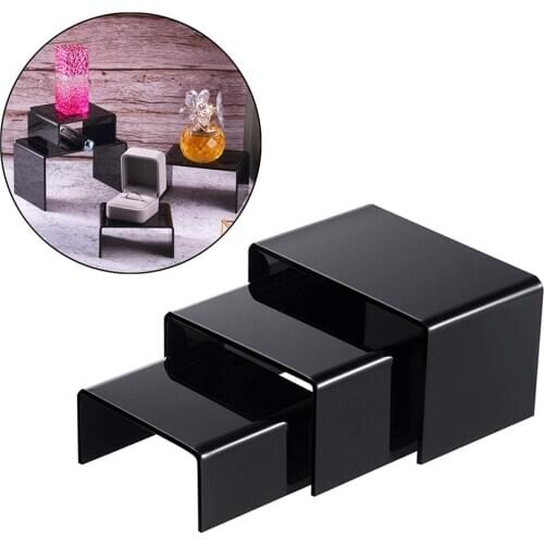 3PCS Acrylic Ladder Frame Perfume Jewelry Display Rack Black Ladder Shelf Storage Display Tools Rack