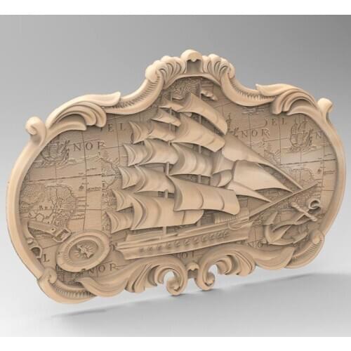 3D Model File 3d STL Model Navigation Chart for CNC Router Engraver Carving Machine Relief Artcam Aspire "Ship in Frame"