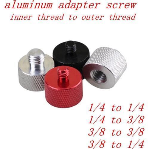 4pcs/lot 1/4 to 1/4 1/4 to 3/8 3/8 to 3/8 3/8 to 1/4 female thread to male thread aluminum colourful conversion camera screw