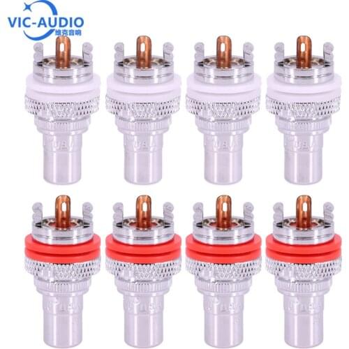 RCA Audio Connector Female Socket Plug Connector Chassis For CMC Connectors Rhodium Plated Copper Jack 32mm Copper Plug HiFi Amp