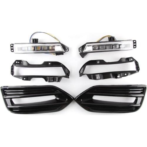Car LED Daytime Running Lights DRL Dynamic Yellow Turn Signal Auto Daylihgts Foglamp for Honda HRV HR-V Vezel 2019 2020