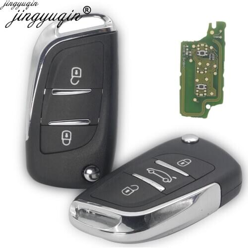 Jingyuqin 2/3 Buttons Modified Folding Remote Car Key Shell For Peugeot 307 408 308 3008 ASK/FSK 433MHz HU83/VA2 Blade CE0536