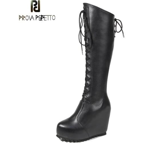 Front and Rear Cross Straps Wedge Heel Martin Boots Thin Knee-length Zipper Boots Autumn and Winter High-top Knight Boots