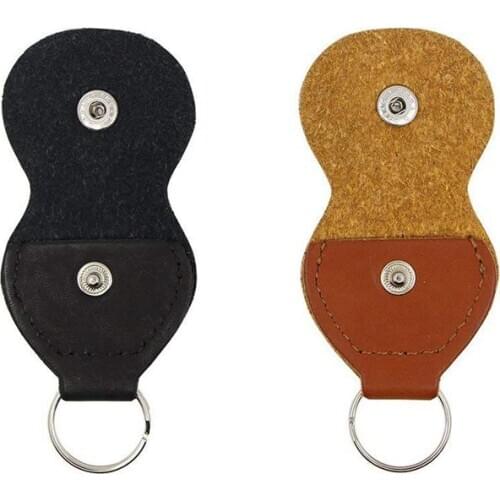 Guitar Picks Holder Case - Leather Keychain Plectrum Key Fob Cases Bag (2 Pack - black,brown)