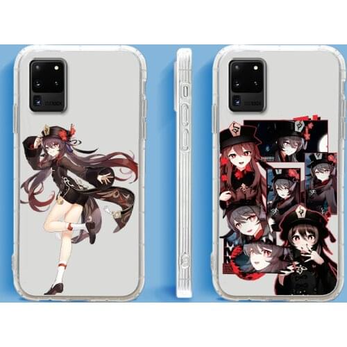 Hu Tao Genshin Impact Phone Case For Samsung Galaxy Note 4 8 9 10 20 S8 S9 S10 S10E S20 Plus UITRA Ultra transparent pretty Etui
