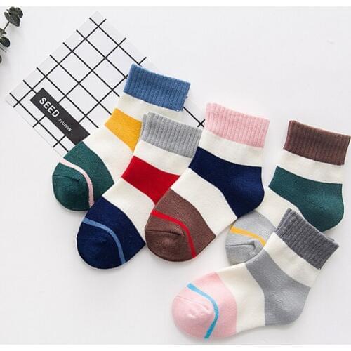 5pairs /lot (10pieces) Kids striped cotton socks boys girls fashion Sport socks Child autumn spring Soft socks