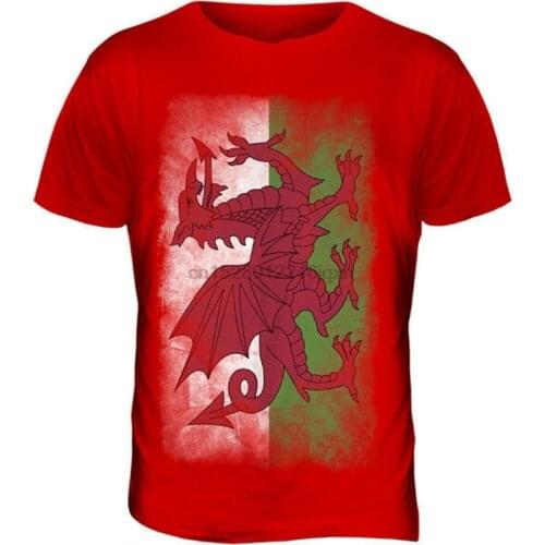 WALES FADED FLAG MENS T-SHIRT TEE TOP WELSH FOOTBALL GIFT SHIRT CLOTHING JERSEY 2xl 3xl 4xl 24xl Tee Shirt