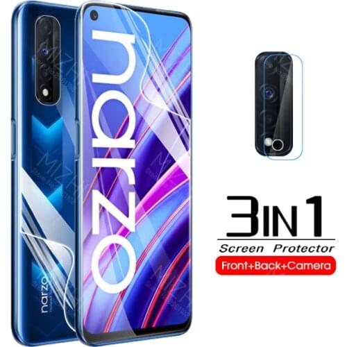 3-in-1 Hydrogel Soft Film For OPPO Realme Narzo 30 4G 2021 Realmy Narzo30 RMX2156 Back Screen Protector Camera Lens Glass