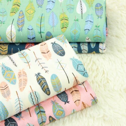 Half yard import thin pure cotton fabric with feather print, handmade DIY patchwork bag garment dress children cloth A880