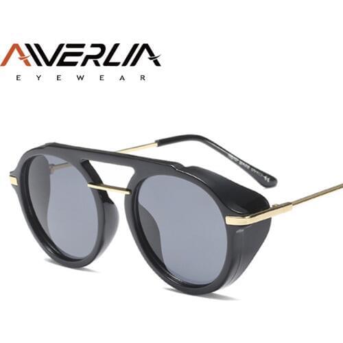 AIVERLIA Classic Steampunk Sunglass Women Brand Designer Vintage Retro Round Glasses Men steampunk goggl UV400 AI47