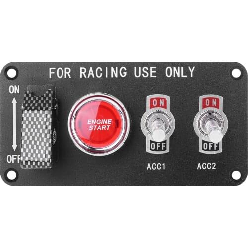 Combination racing modified one-key ignition black panel two-gear switch rocker toggle metal switch DC12V