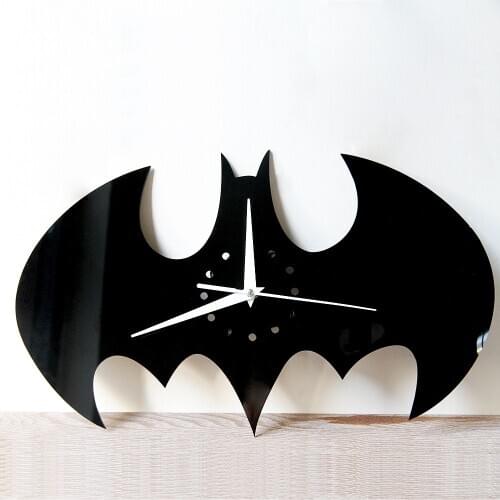 Creative Bat Acrylic Wall Clock Fancy Decorative Wall Watch For Livingroom Mirror Effect Sticker Silent Movement Needle Horologe
