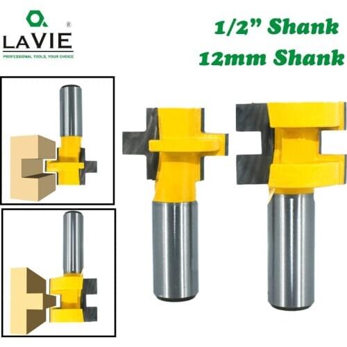 LAVIE 2pcs 12MM 1/2inch Shank T-Slot Square Tooth Tenon Milling Cutter Carving Router Bits for Wood Tool Woodworking MC03240