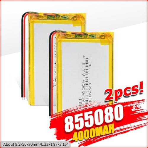 Hot 3.7v li po li-ion batteries 3 7 v polymer Rechargeable battery 855080 4000mAh For MP4 MP5 Tablet GPS DVD PDA MID BT Speaker