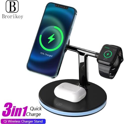 3 in 1 Magnetic Wireless Chargers 25W For iphone 12 Mini Pro Max Fast Wireless Charger For Airpods Pro Apple iWatch 6 5 4 Holder