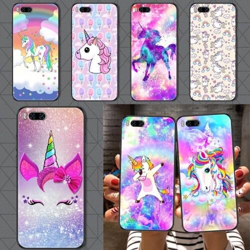 Cute Cartoon Rainbow Unicorn Phone case For Xiaomi Mi Max Note 3 A2 A3 8 9 9T 10 Lite Pro Ultra black 3D cover silicone Etui tpu