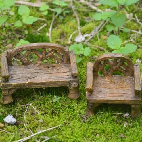 Mini Bench Model Resin Simulation Chair Miniature Fairy Garden Doll House Potted Design DIY Handicraft Home Decoration