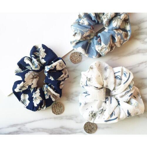 Fashion womens lovely flower Print Elastic Haibands cute hair Scrunchies girls Hair Tie Accessories Ponytail Holder