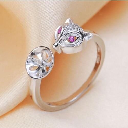 New Fox Shape ADJUSTABLE Ring Mountings Base Findings Accessories Jewelry Settings Parts for Girls Pearls Beads Stones Agate