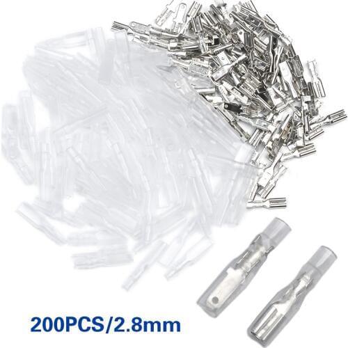 200Pcs 2.8mm Crimp Terminal Female/Male Spade Electrical Insulating Sleeve Wire Wrap Connector Kit