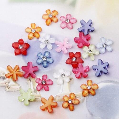 About 20 Pcs 9.5mm Mix Five Flowers With Rhinestone Resin Flatback Rhinestone DIY Nail Art/Phone Decoration DIY Accessories