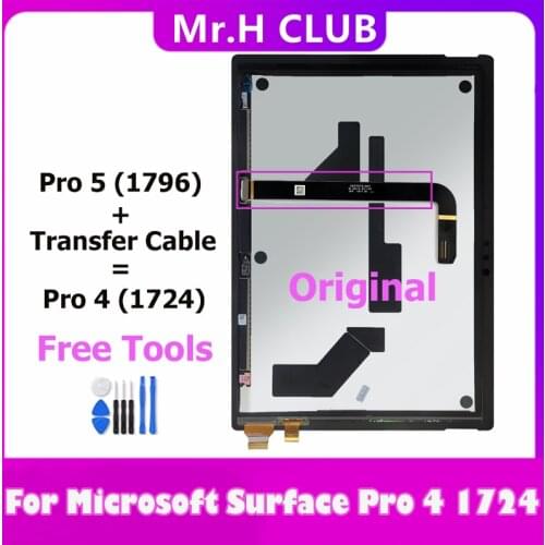 Original LCD Screen LG Version For Microsoft Surface Pro 4 pro4 1724 LCD Display Touch Screen Assembly For Pro 5 +Transfer Cable