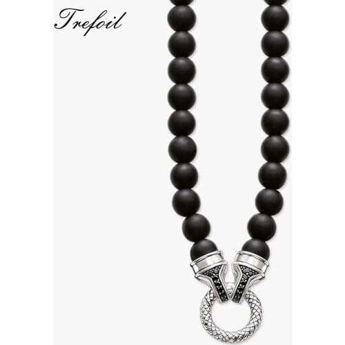 Beads Necklace Carrier 10mm Obsidian, Fashion 925 Sterling Silver Jewelry European Punk Gift For Mens Women Boy Girls 2018 New