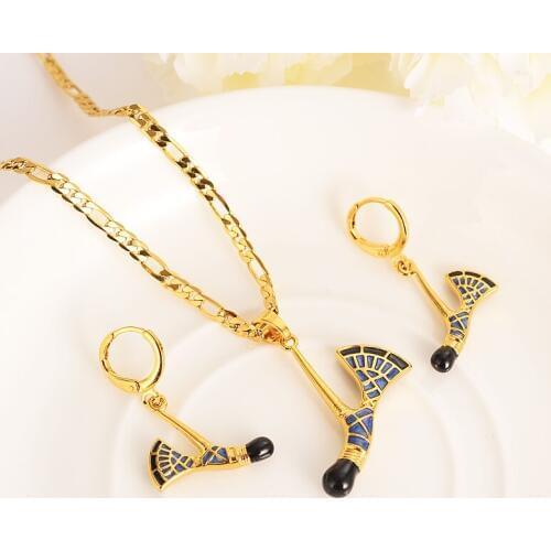 PNG Africa Romantic axe Sets gold Bilum purse bag necklace drop Ear ring earrings Jewelry Set for women Wedding Bijoux gifts