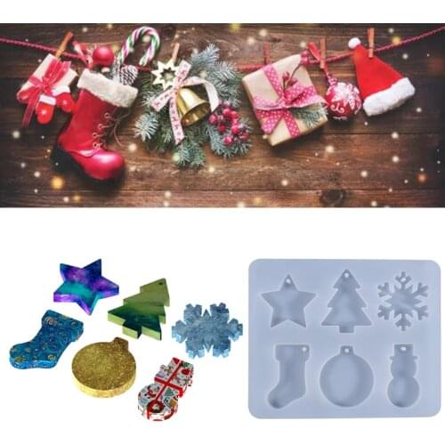 Christmas Snowflake Snowman Epoxy Resin Mold Pendants Ornaments Silicone Mould DIY Crafts Decorations Jewelry Mold