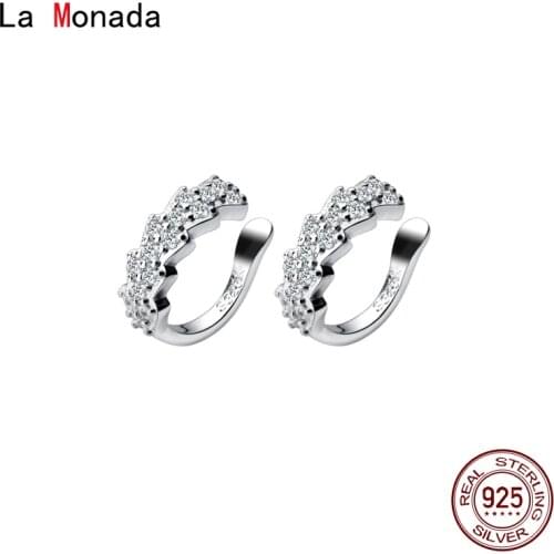La Monada Shine Clip On Earrings Women Silver 925 Minimalist Fine Jewelry 925 Sterling Silver Clip On Earrings For Women Korean