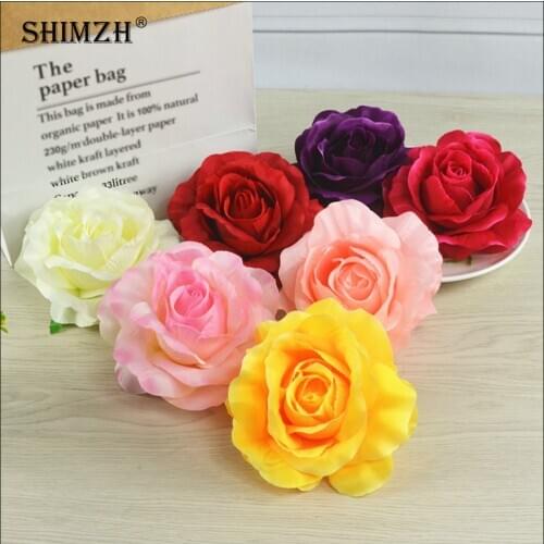 SHIMZHU 10 Petals Gem Rose Shape Wedding Decoration Silk Multicolor Table Flower DIY Simulation Flower Wall Party Decoration