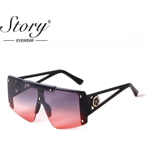 STORY 2021 New Luxury Brand Designer Trendy One Piece Oversized Sunglasses Women Men Retro Futuristic Large Sun Glasses S20831G