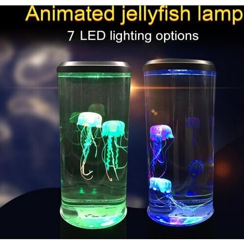 7 Color Changing LED Jellyfish Lamp Aquarium Bedside Night Light Decorative Romantic Atmosphere USB Charging Creative Gift
