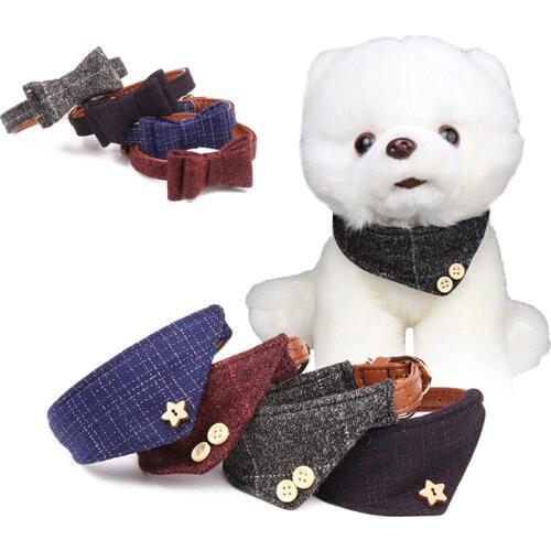 New Pet Collar Triangle Towel England Bow Collar Dog Collar Bib Pet Puppy Triangle Towel Saliva Towel Bib Pet Scarf Pet Supplies