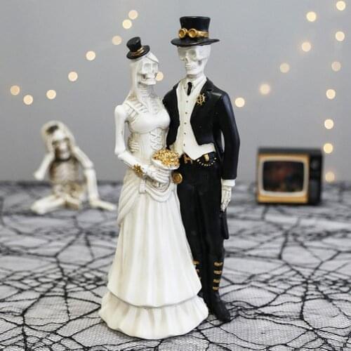 Halloween Decoration Skeleton Party Decorate Props Resin Ghost a Pair Bridegroom And Bride Statue For Garden Ornaments 29*12cm