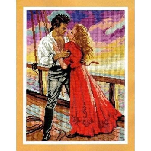 Top Quality nostalgic romantic counted cross stitch kit love on ship lover couple