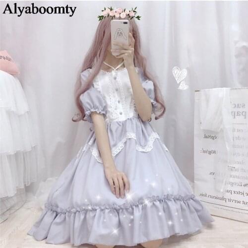 Japanese Harajuku Women Princesss Lolita Dress Gothic Bandage Black Maid Cosplay Dress Summer Cute Kawaii Ruffles Girls Dresses