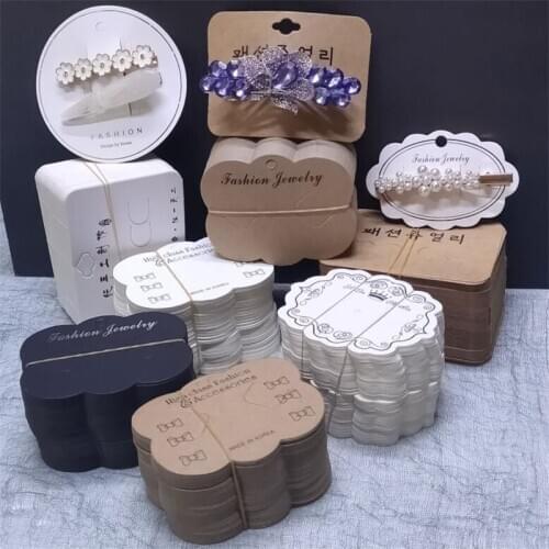 100pcs Hair Clip Paper Card Jewelry Display Paper Cards Blank Hairpin Hair Band Packaging Cardboard Wholesale