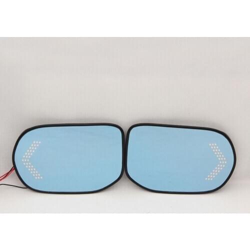 Blue Wing Mirror Glass With Base-Heated Car Angle Wide Glare Proof Mirror LED Turn Signal Lamp For Honda Civic 2006-2011