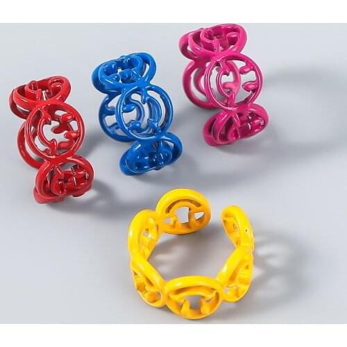 2021 Fashion Spray Paint Candy Color Rings for Women Pink Yellow Blue Opening Adjustable Ring Party Jewelry Gift